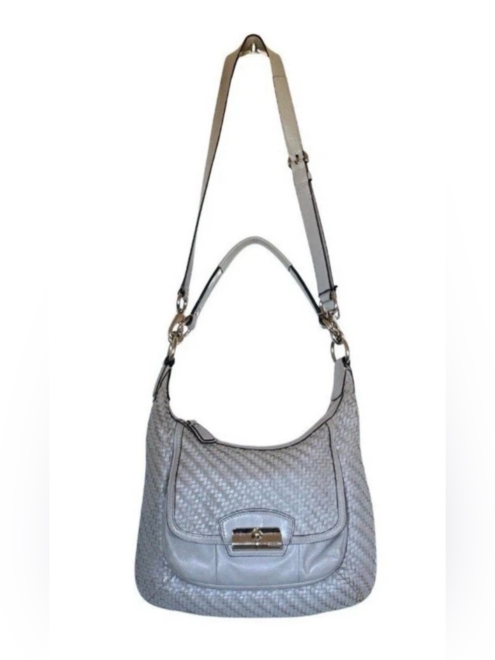 Coach Kristin 1269-19314 Dove GRAY Woven Leather Shoulder Purse Bag